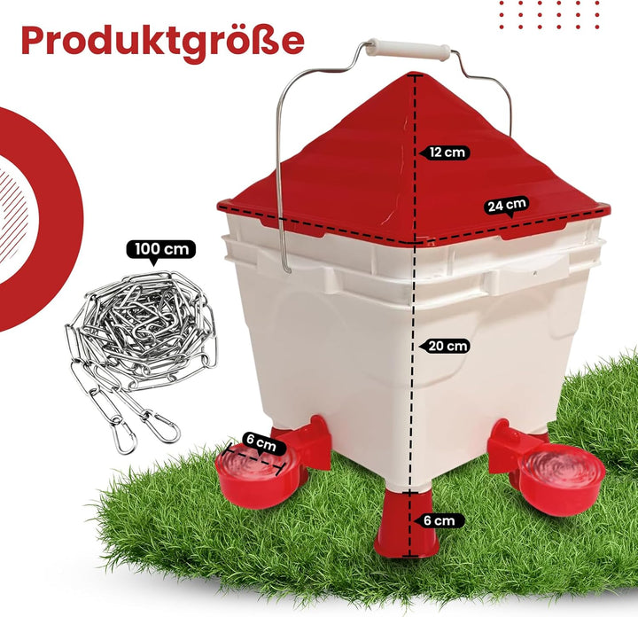 Tränkeeimer für Geflügel - Hühnertränke eckig - 8 Liter mit Füssen