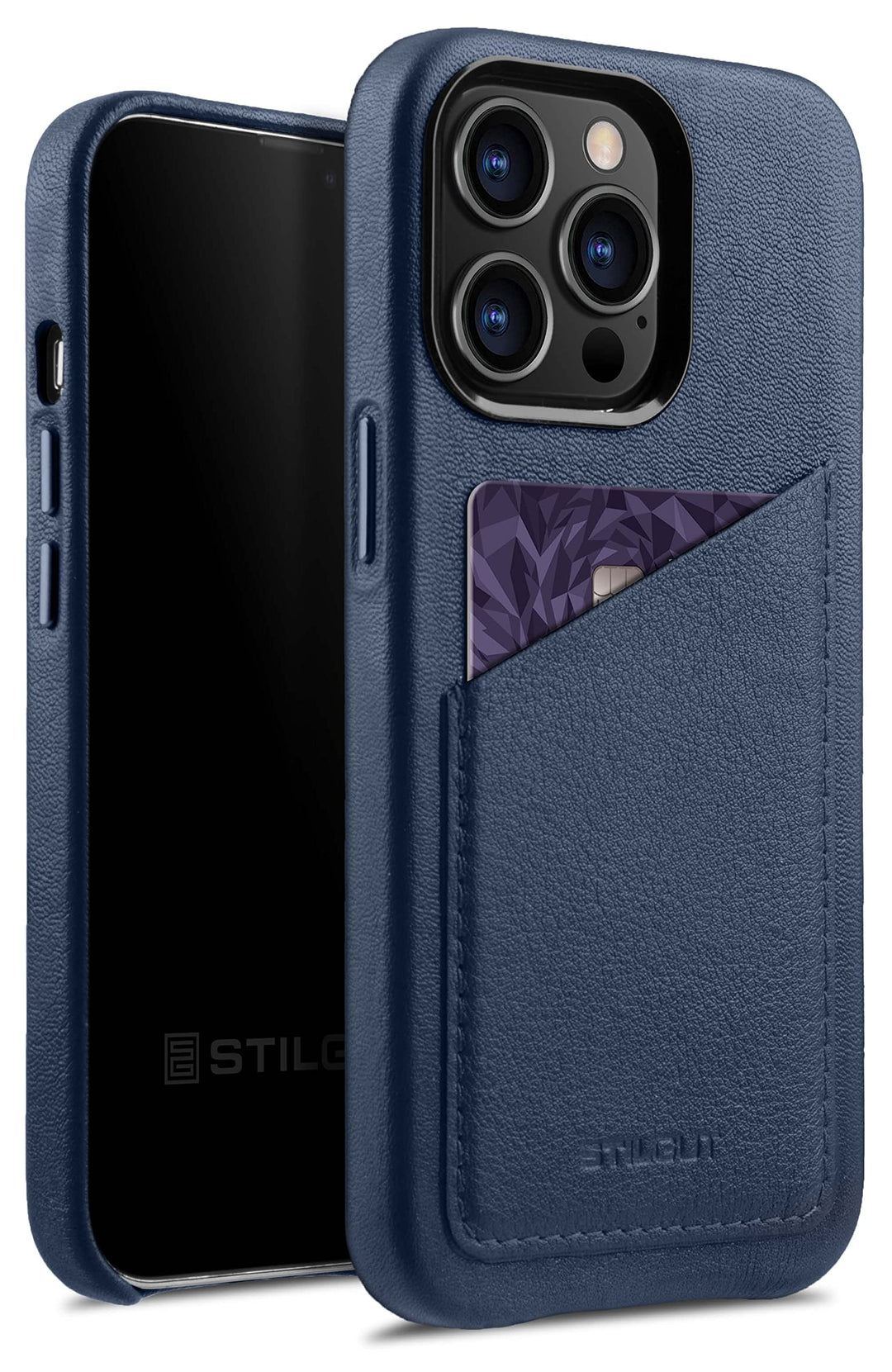 STILGUT Cover kompatibel mit iPhone 13 Pro Max Hülle mit Kartenfach, Case aus Leder, Kartenhülle - D