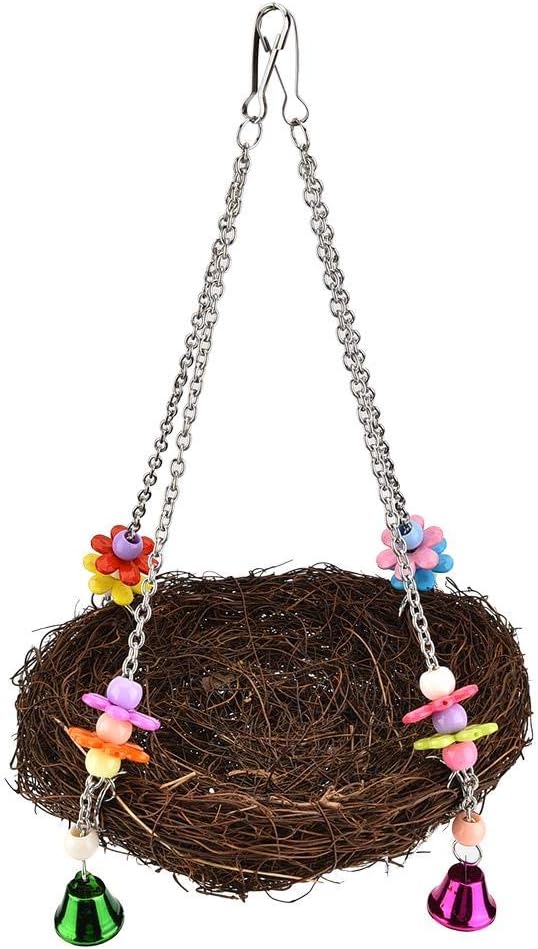 Papageien-Hängematten-Schwingenspielzeug, Haustier-Vogel-Rattan-Webart-hängendes Schwingennest mit 4