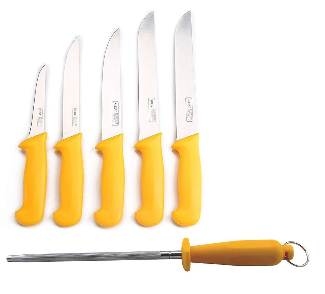 Shov Metzgermesser Küchenmesser Schlachtermesser Stechmesser Messer 5 teilig Edelstahl Rostfrei Prof