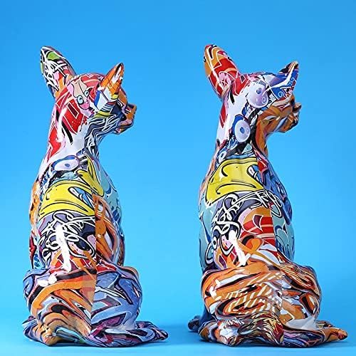 suruim Bunt Chihuahua Figur Deko, Bulldogge, Chihuahua, Hund, Statue, Wohnzimmer, Ornamente, Haus, E