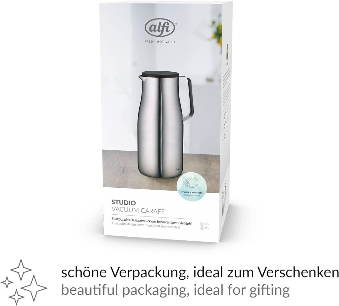 alfi Isolierkanne Sutdio TT, Edelstahl mattiert 1,5L, Edelstahleinsatz, spülmaschinenfest 1297.205.1
