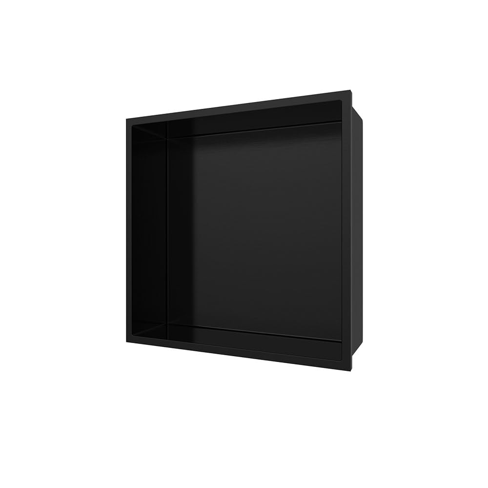ALONI Wandnische Edelstahl schwarz matt rostfrei 30,5x30,5x10 cm - Einbau-Duschnische Badezimmer Abl