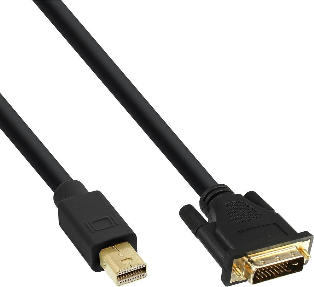 InLine 17224 Mini DisplayPort zu DVI Kabel, Mini DisplayPort Stecker auf DVI-D 24+1 Stecker, schwarz