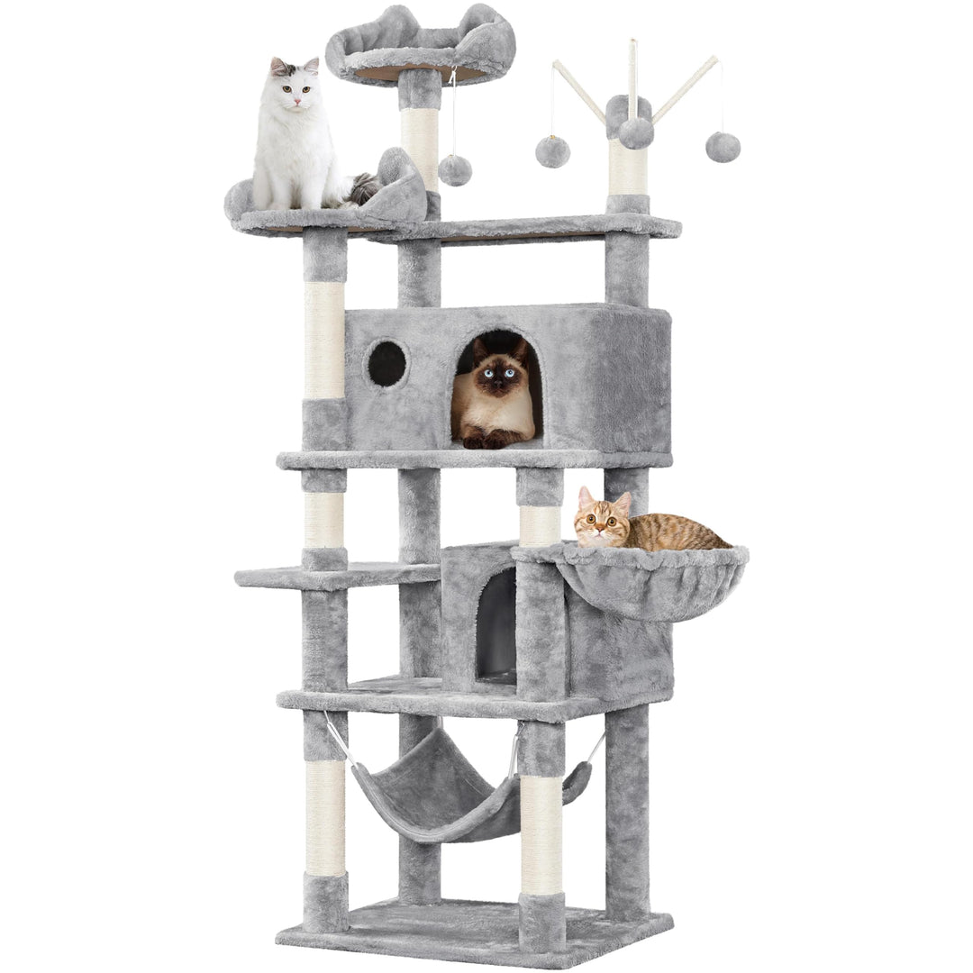 Yaheetech Kratzbaum 170 cm Katzenbaum XL Stabiler Katzenkratzbaum Kletterbaum für Katzen, mit Aussic
