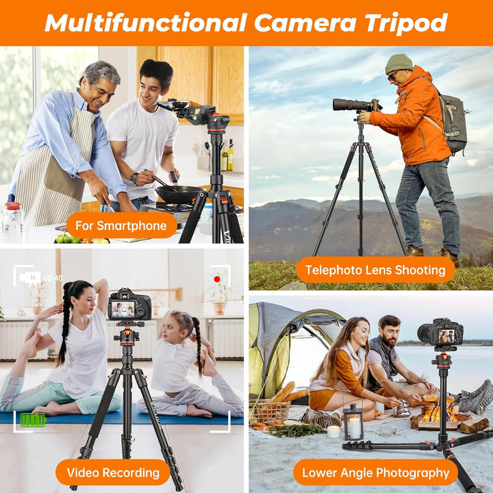 Victiv 200cm Kamera Stativ, Tragbares Stabiles Reisestativ, 2-in-1 Dreibein Stativ & Einbeinstativ m