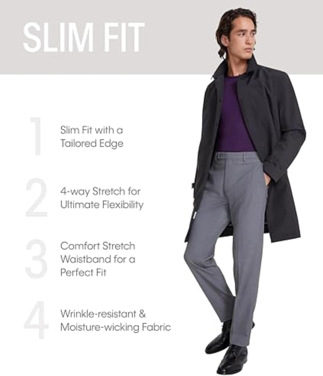 Calvin Klein Herren Slim Fit Kleid Klassische Hose 38W / 30L Grau, 38W / 30L Grau