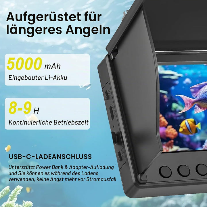 Fishfinder, Unterwasserkamera Angeln mit 220° HD Kamera, IP67 Fish Finder Kamera mit 4.3 Zoll IPS Di