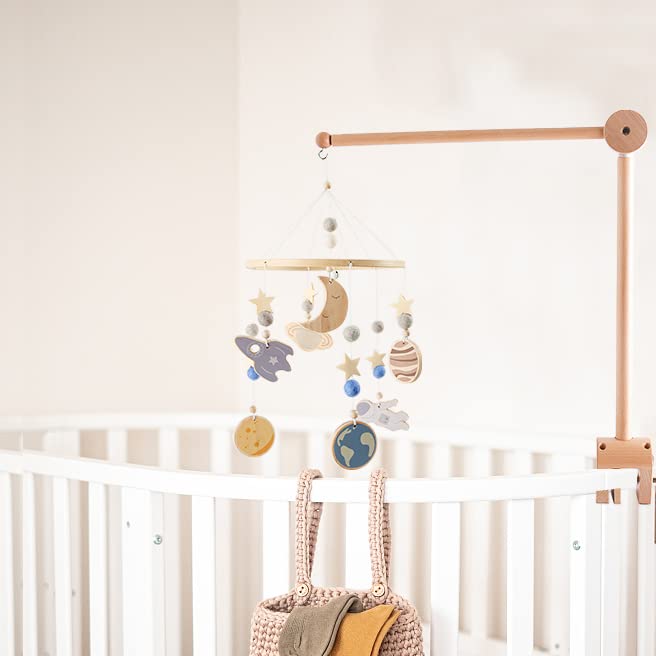 Promise Babe Baby Mobile Halterung Holz Babybett,Wickeltisch 360 Grad Drehbar Höhe Einstellbar Baby
