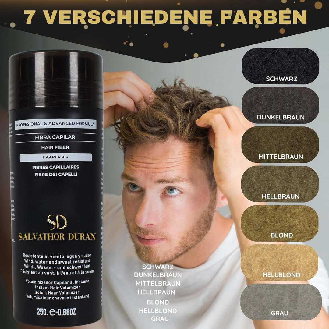 Streuhaar Salvathor Duran 25 g – 3er Set (Hair Fiber + Applicator + Kamm) | Hair Fiber Spray & Thick