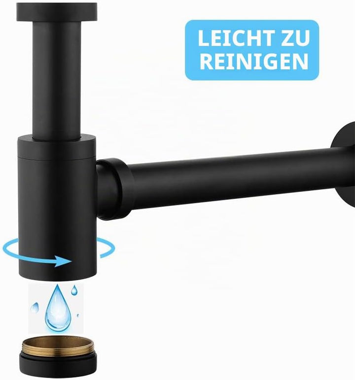Keymark Design Siphon [Extra Lang 200mm Tauchrohr], Universal Messing Designsiphon Syphon Sifon für