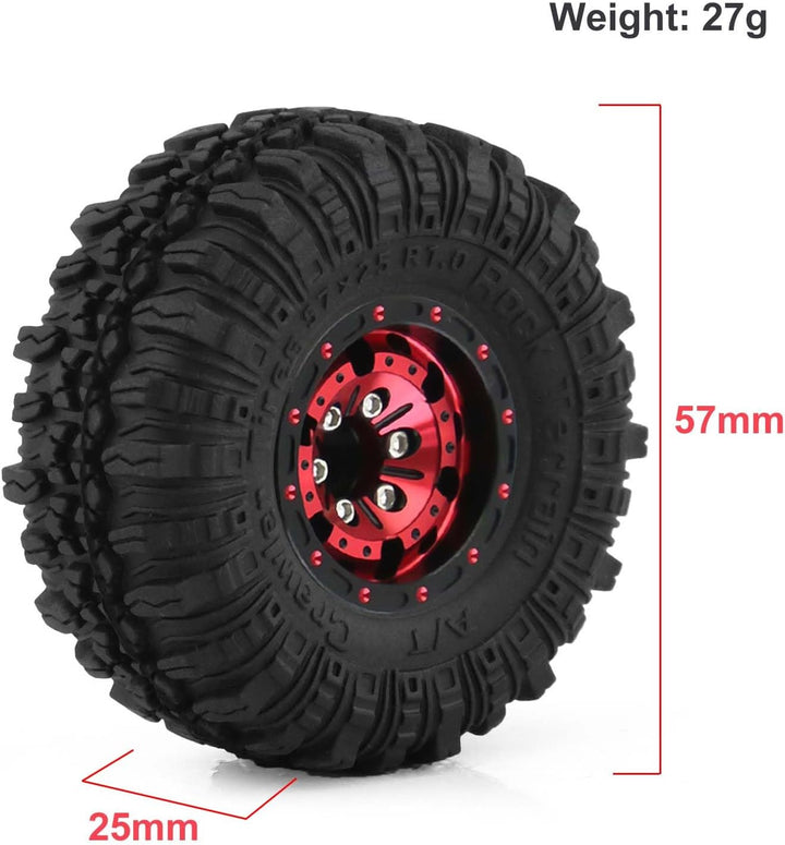 KEEDA 57mm RC Reifen und Räder, 1,0 Zoll Micro Beadlock Felge für 1/18 TRX4M 1/24 RC Crawler Car Axi