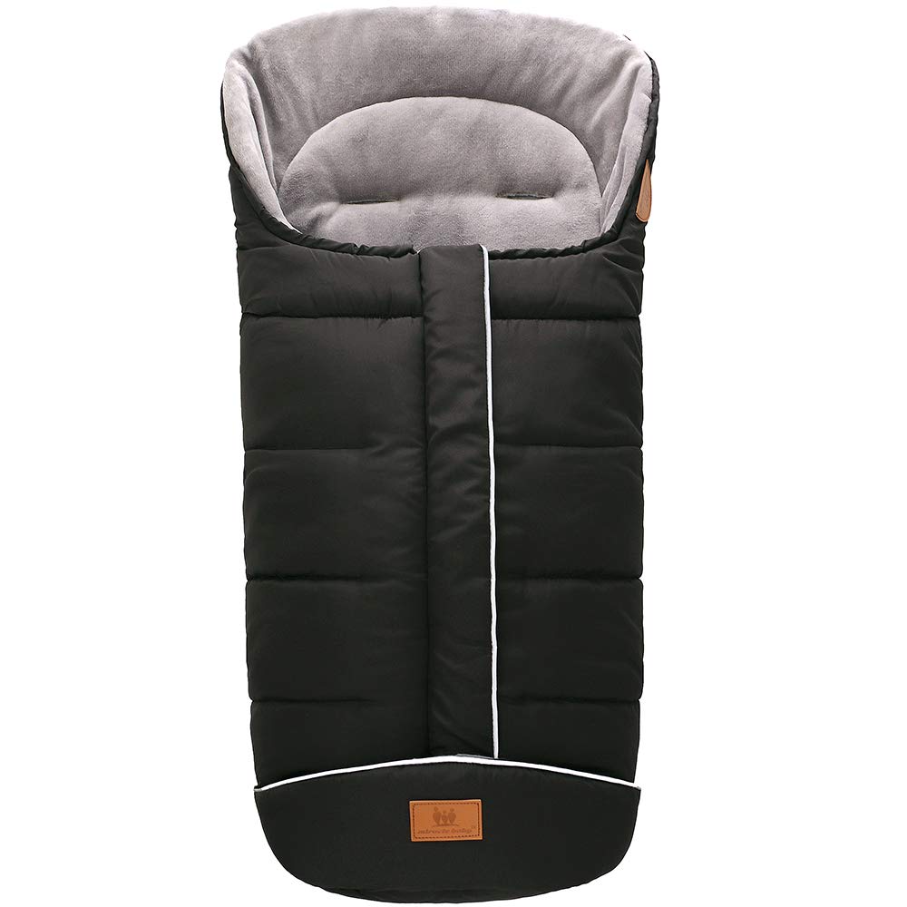 Fusssack Babyschale für Kinderwagen Buggy Universal Winter Baby Schwarz 102X54CM, Schwarz 102X54CM