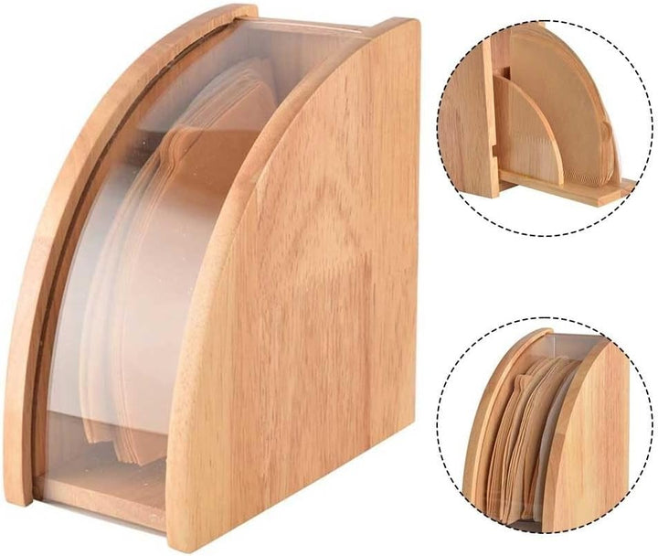 Kaffeefilter-Papierhalter, Holz-Kaffeepapier-Aufbewahrungsbox, fächerförmiger Handtropf-Kaffeefilter