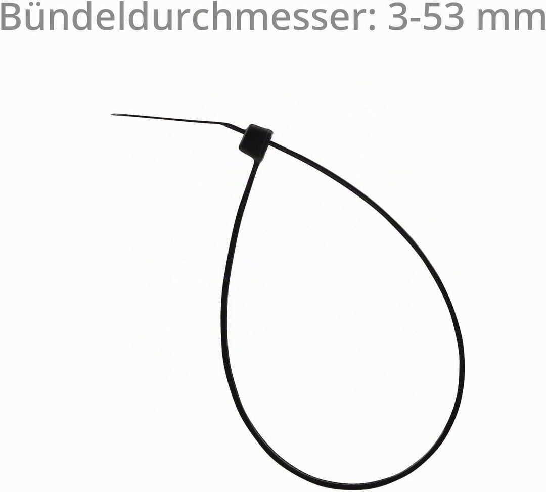XINGO 1000 Stück Kabelbinder Schwarz, 200mm x 2,5mm, 8,1 kg Zugfestigkeit, kleine Grösse, UV Beständ