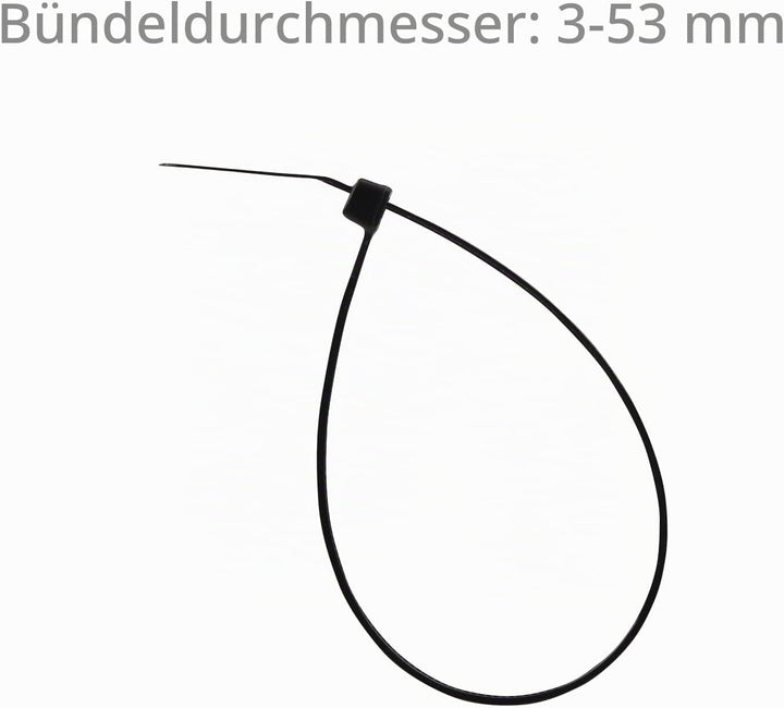 XINGO 1000 Stück Kabelbinder Schwarz, 200mm x 2,5mm, 8,1 kg Zugfestigkeit, kleine Grösse, UV Beständ