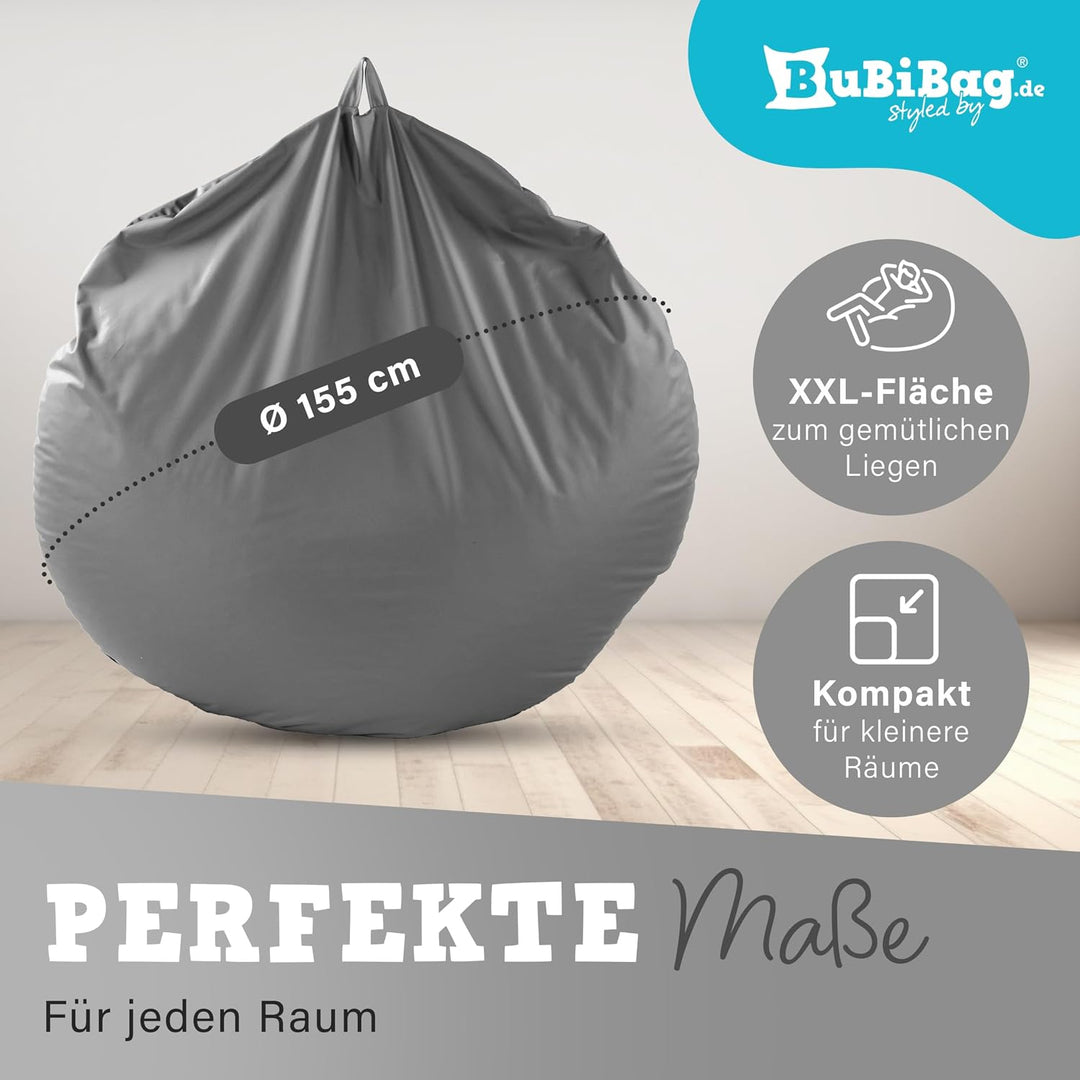 BuBiBag 2in1 Sitzsack L - XXL mit Füllung für Kinder &amp; Erwachsene, Gaming Beanbag &amp; Bodenkissen für