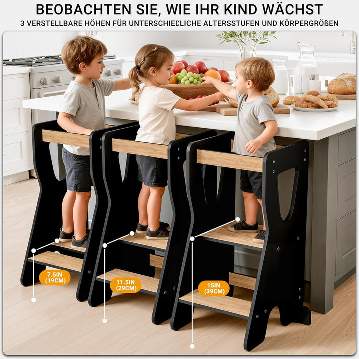 COSYLAND Lernturm ab 1 Jahr - Learning Tower - Höhenverstellbar Montessori Lernturm mit Kippschutz,