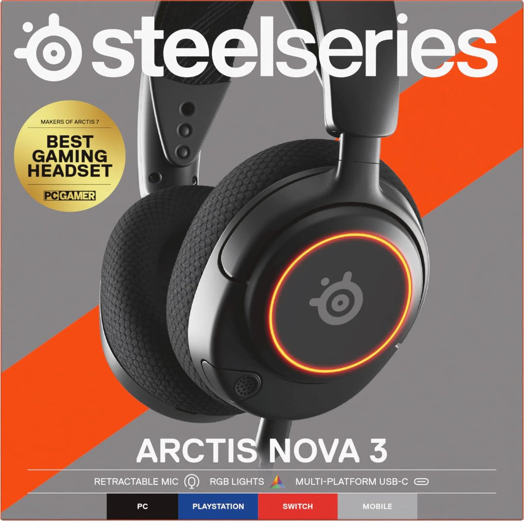 SteelSeries Arctis Nova 3 - Multi-System Gaming-Headset – Hi-Fi-Treiber – 360° Surround-Sound –RGB-B
