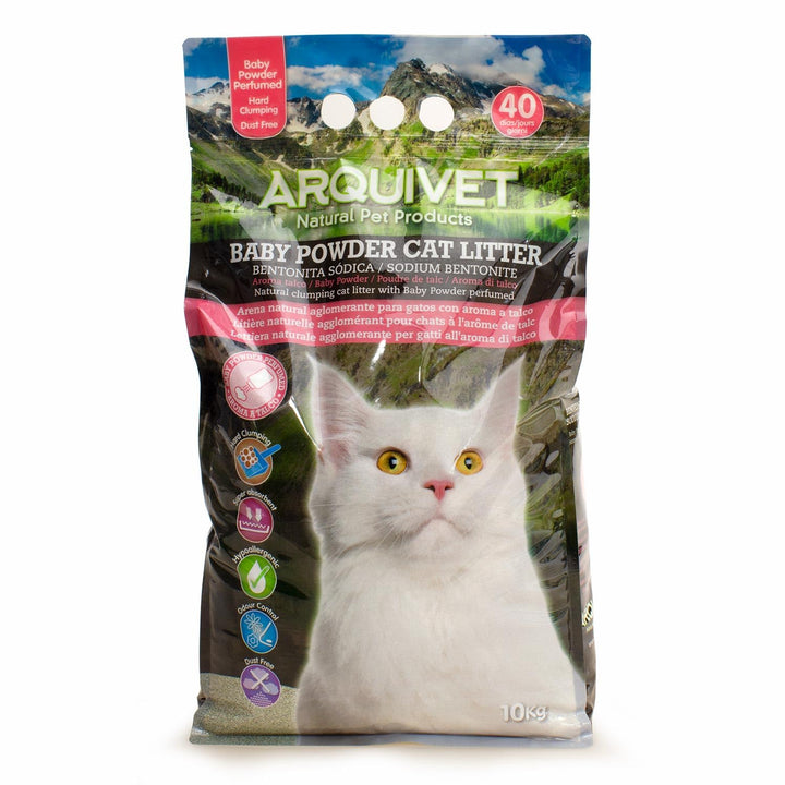 ARQUIVET Baby Powder Cat Litter 10 Kg - 100% natürliches Talkumpuder duftendes Klumpstreu für Katzen