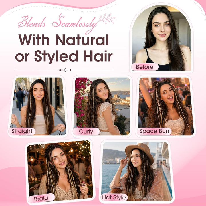 Silk-co Clip in Zöpfe 2 Stück, Bohemian Braid Extensions mit Clips, Synthetische Geflochtene Haartei