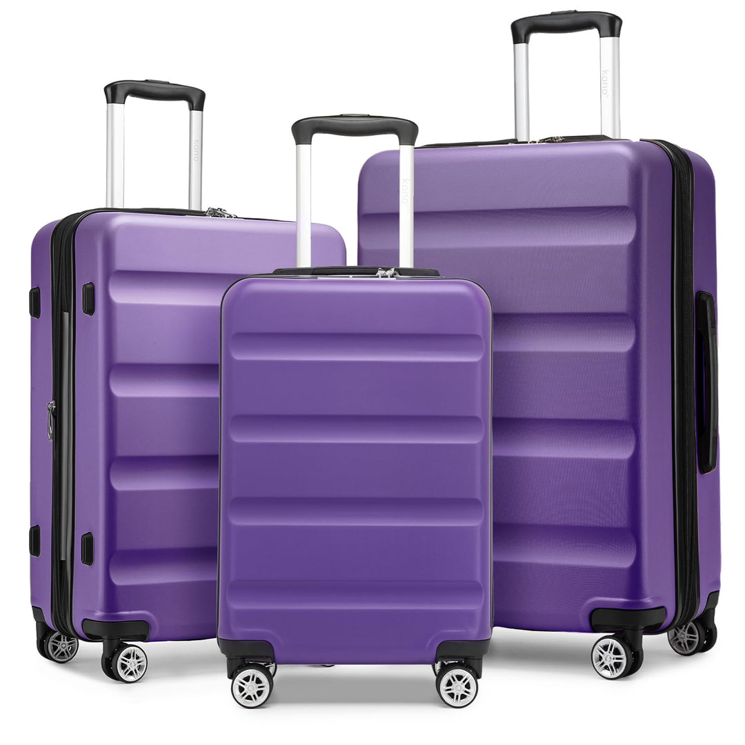 KONO Koffer Trolley Kofferset 3 Teilig Erweiterbarer Leichte Hartschalenkoffer aus ABS+PC Reisekoffe