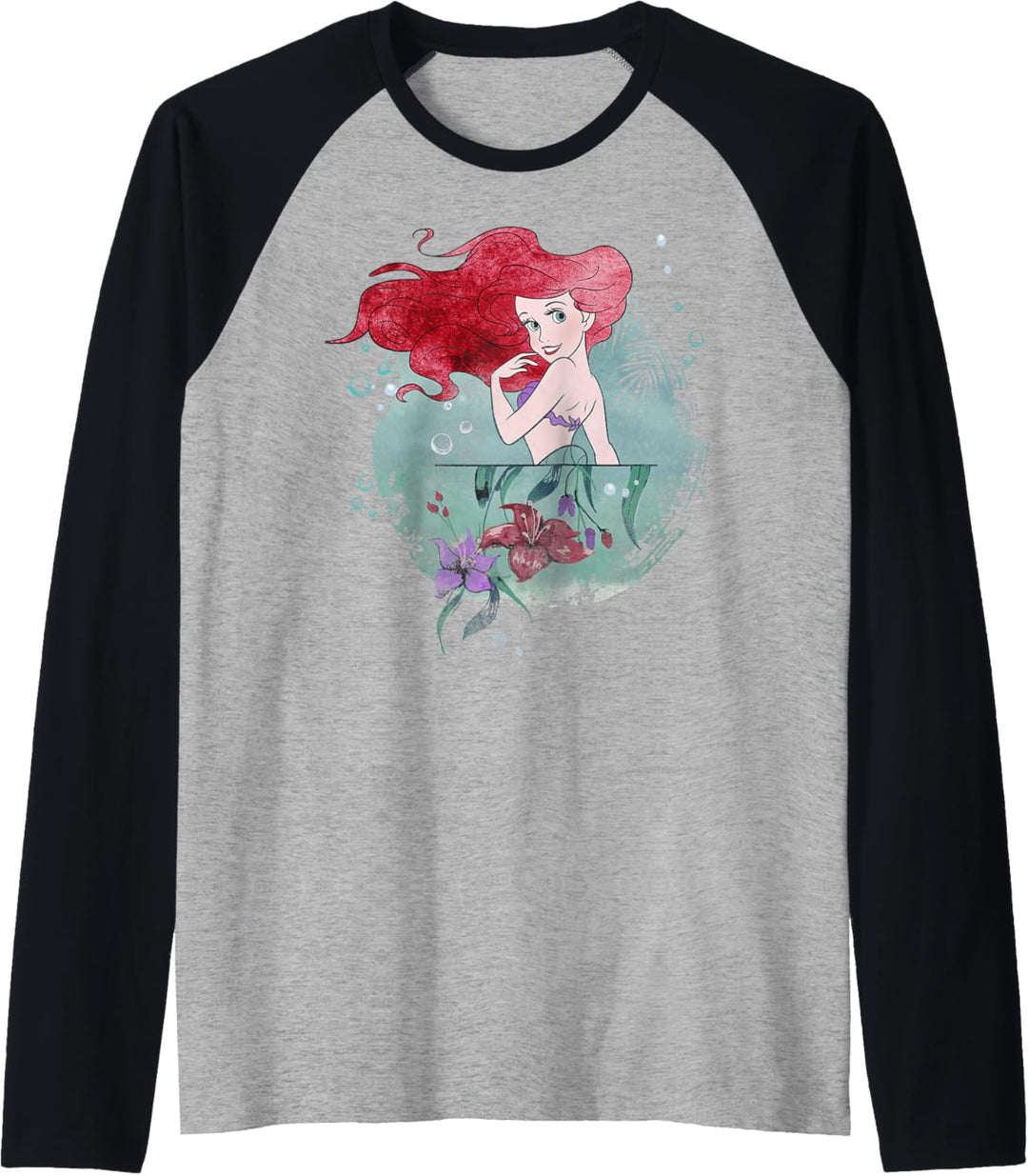 Disney Little Mermaid Ariel Painted Collage Portrait Raglan