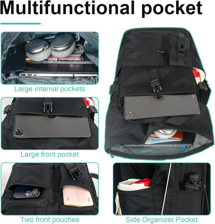 Rucksack Herren, 28L Rolltop Rucksack Damen,Gross Schulrucksack Rucksack Wasserdicht mit Laptopfach