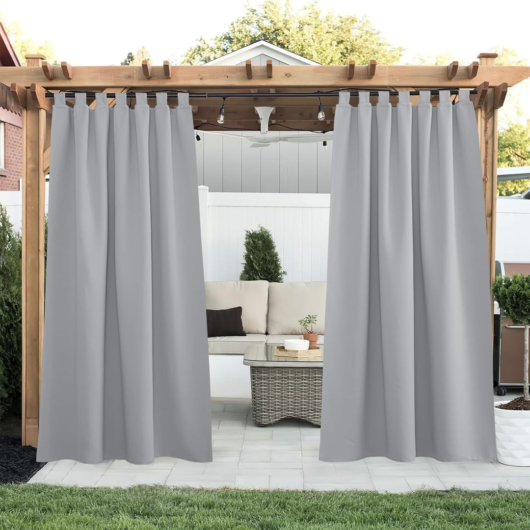 PONY DANCE Outdoorvorhang Wetterfest 2er Set Pavillon Vorhänge Outdoor | H213 x B132cm, Sibergrau, m