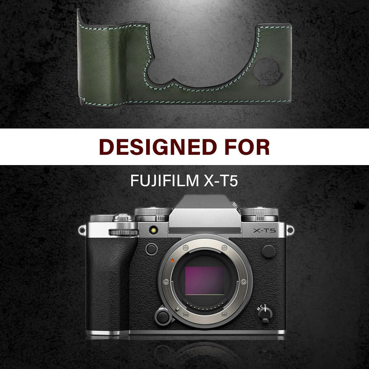 MUZIRI KINOKOO XT5 Tasche Kompatibel für Fuji XT5/X-T5 Digitalkamera mit Echtleder Half Case mit Han