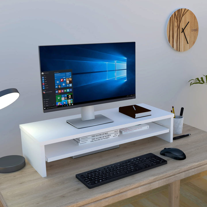 Henor, Monitorständer mit herausnehmbarer Ablage, TV-Bildschirmerhöhung, in FSC® Holz, 82 x 32 x 18