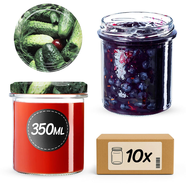KADAX 10er Set Marmeladengläser 350ml TO82, Einmachgläser Vorratsgläser Mason Jar mit Schraubdeckel,