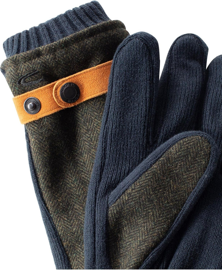 camel active Herren Handschuhe mit Lederriemen in Wolloptik M Dunkelgrün, M Dunkelgrün