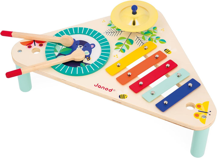 Janod - Gioia Musiktisch aus Holz 3 Kinderinstrumente - Rollenspiel und Musikalische Früherziehung -