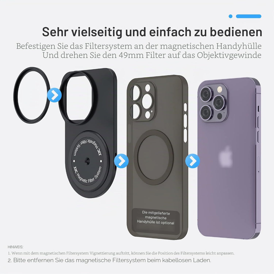 JJC Handy Filterhalterung für iPhone 14 Pro Max Halterung 49mm Filter, magnetischer Filteradapter 1/