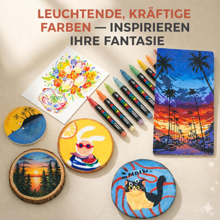 Laconile 72 Farben Acrylstifte für Steine Wasserfest, Brush Tip Acrylic Pens Set, Schnelltrocknend u