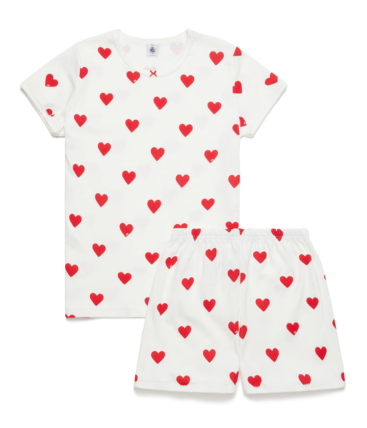 Petit Bateau Mädchen A00oc Pyjacourt (1er Pack) 16 Jahre Blanc Marshmallow / Rouge Terkuit, 16 Jahre