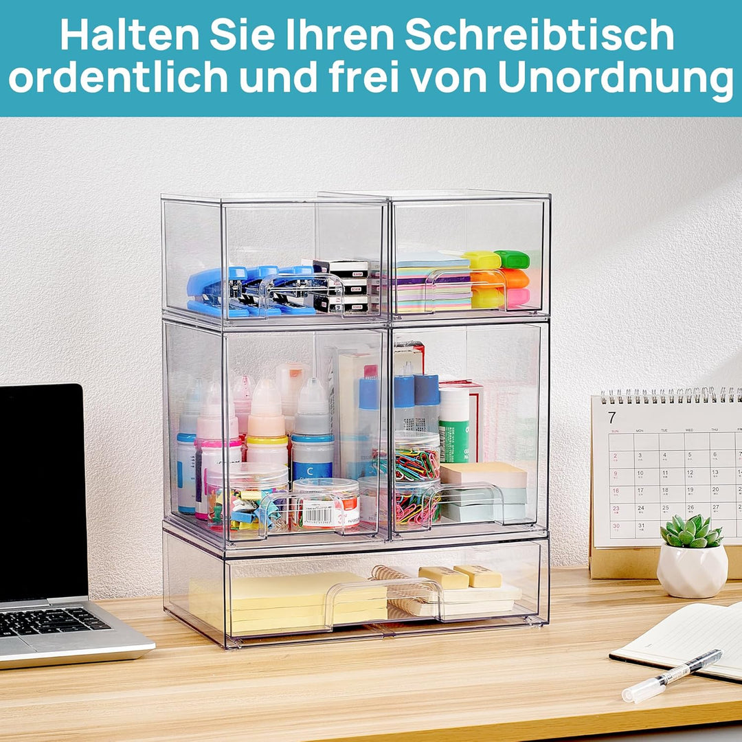 Vtopmart Boxen Aufbewahrung mit 2 Schubladen, Clear Schminktisch Organizer, Anti-Rutsch Organizer Sc
