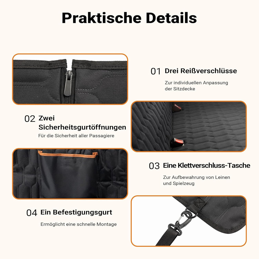 Fudajo Decke für Rücksitz für Hunde 137x147cm, Teilbarer Rückbankschoner mit Sichtfenster für Autofa