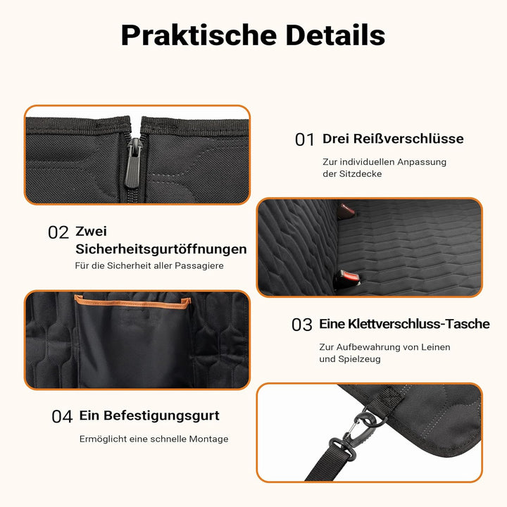 Fudajo Decke für Rücksitz für Hunde 137x147cm, Teilbarer Rückbankschoner mit Sichtfenster für Autofa