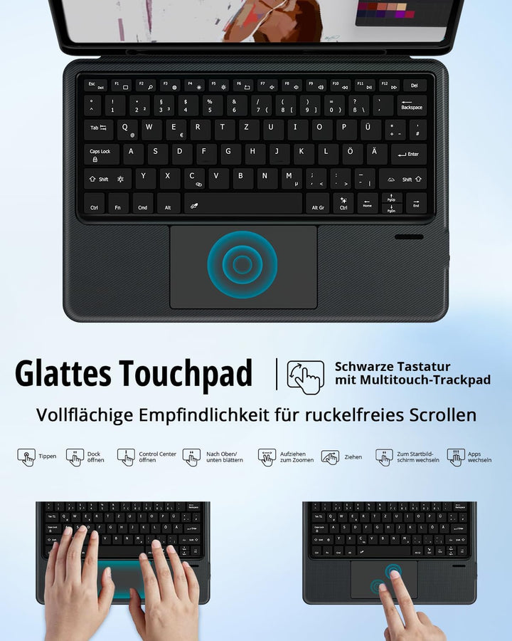 CACOE Tastatur Hülle Kompatibel mit Samsung Galaxy Tab S10 FE+/ S10 FE Plus 13.1 Zoll, Abnehmbare Ta