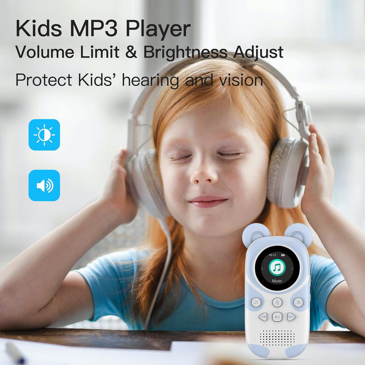 RUIZU 64GB MP3 Player Kinder Bluetooth 5.3 mit kopfhörer Lautsprecher Unterstützt UKW-Radio, Wecker,