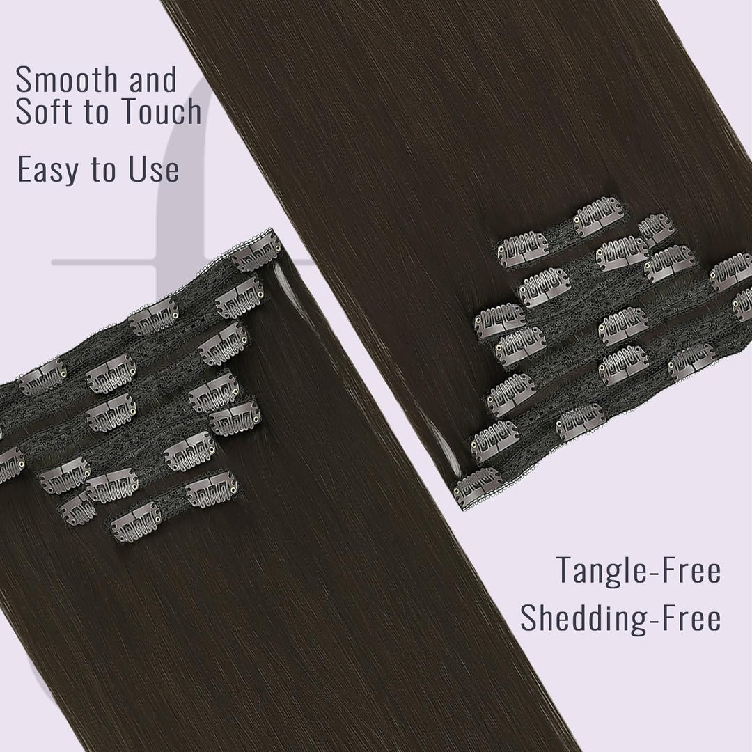 Clip in Extensions Echthaar Braun 50cm 120g Remy Clips in Haarverlängerung Echthaar Extensions Clip