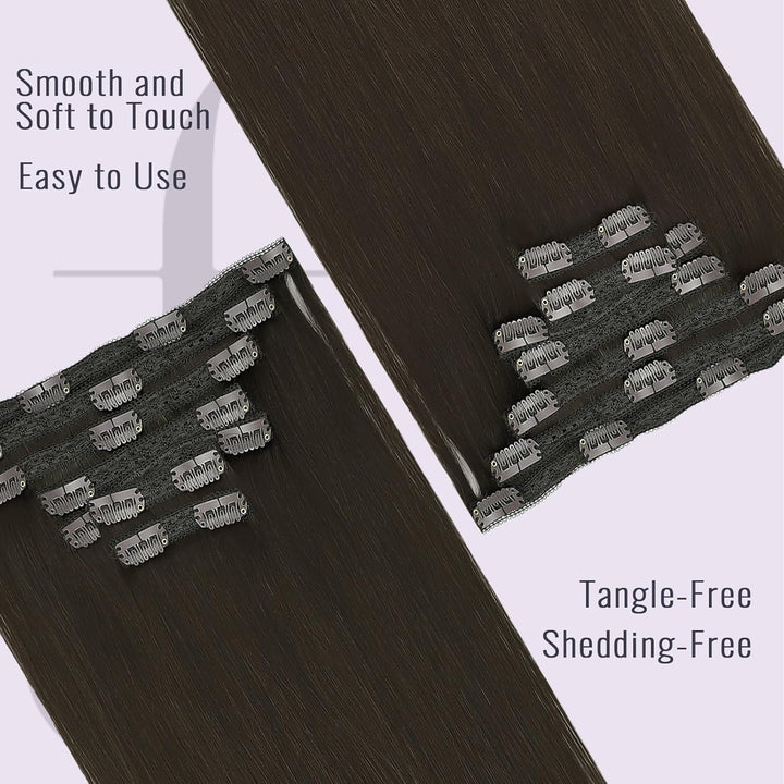 Clip in Extensions Echthaar Braun 50cm 120g Remy Clips in Haarverlängerung Echthaar Extensions Clip