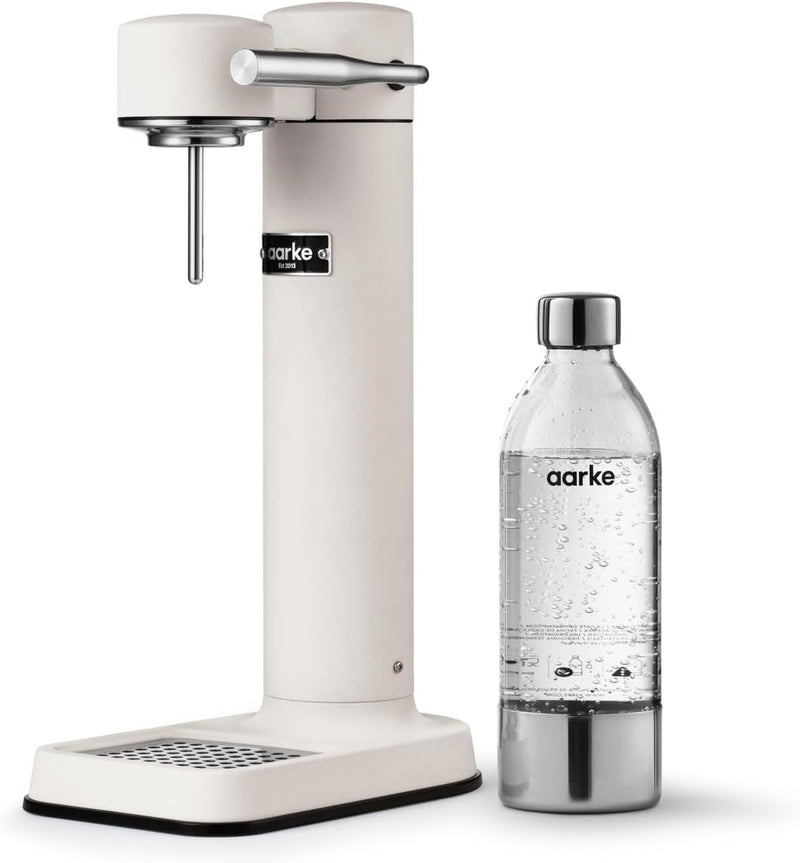 Aarke Carbonator 3, Premium Wassersprudler aus Edelstahl mit Aarke Flasche, Mattweiss Finish, Mattwe