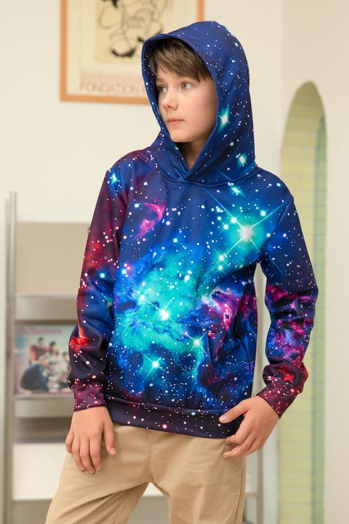 Fanient Pullover Jungen Mädchen 3D Print Fleece Hoodie Kinder Hooded Sweatshirt with Kangaroo Pocket