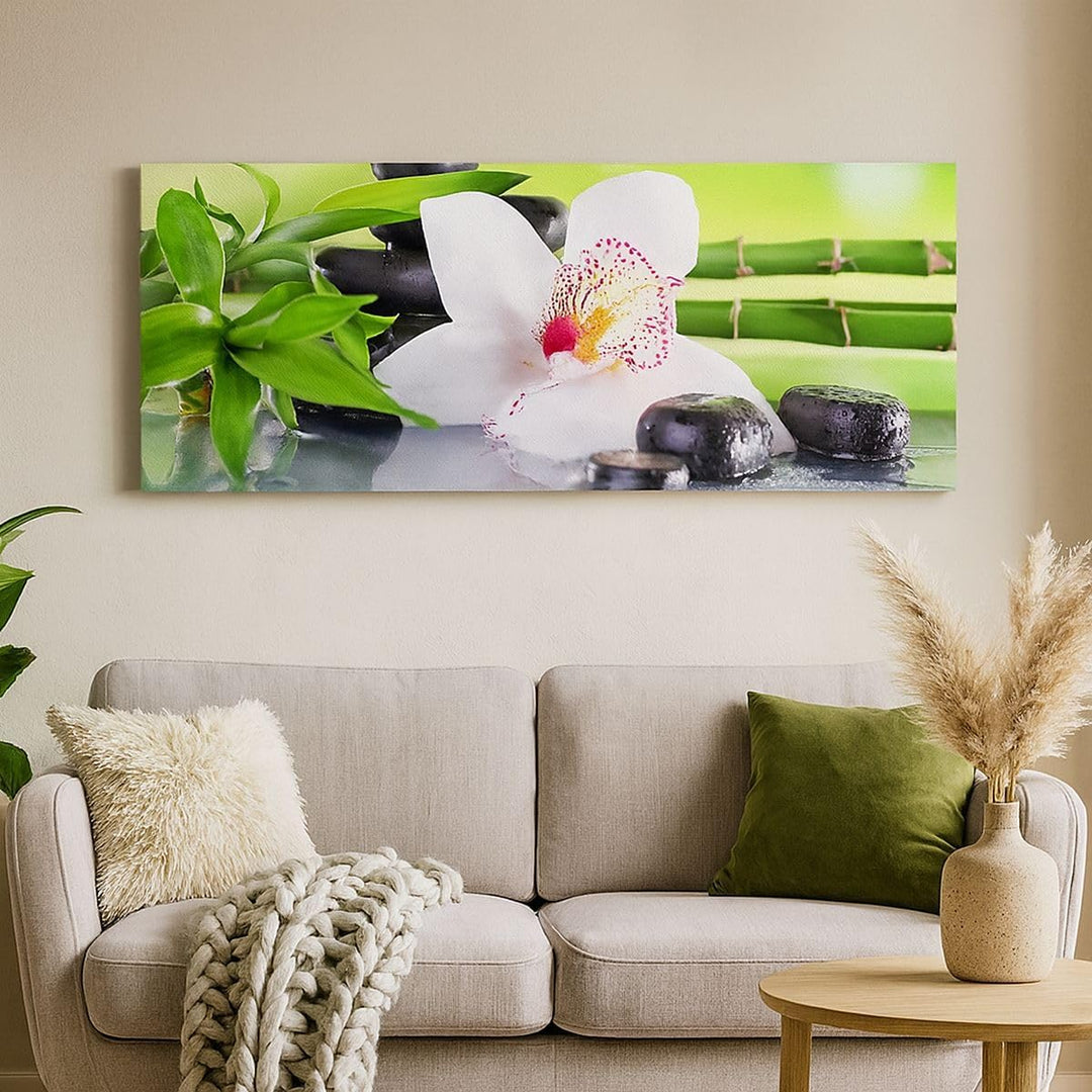 Panorama Bilder auf Leinwand 100x40cm Leinwandbild mit Rahmen blume orchidee Gross Wanddeko Bild Sch