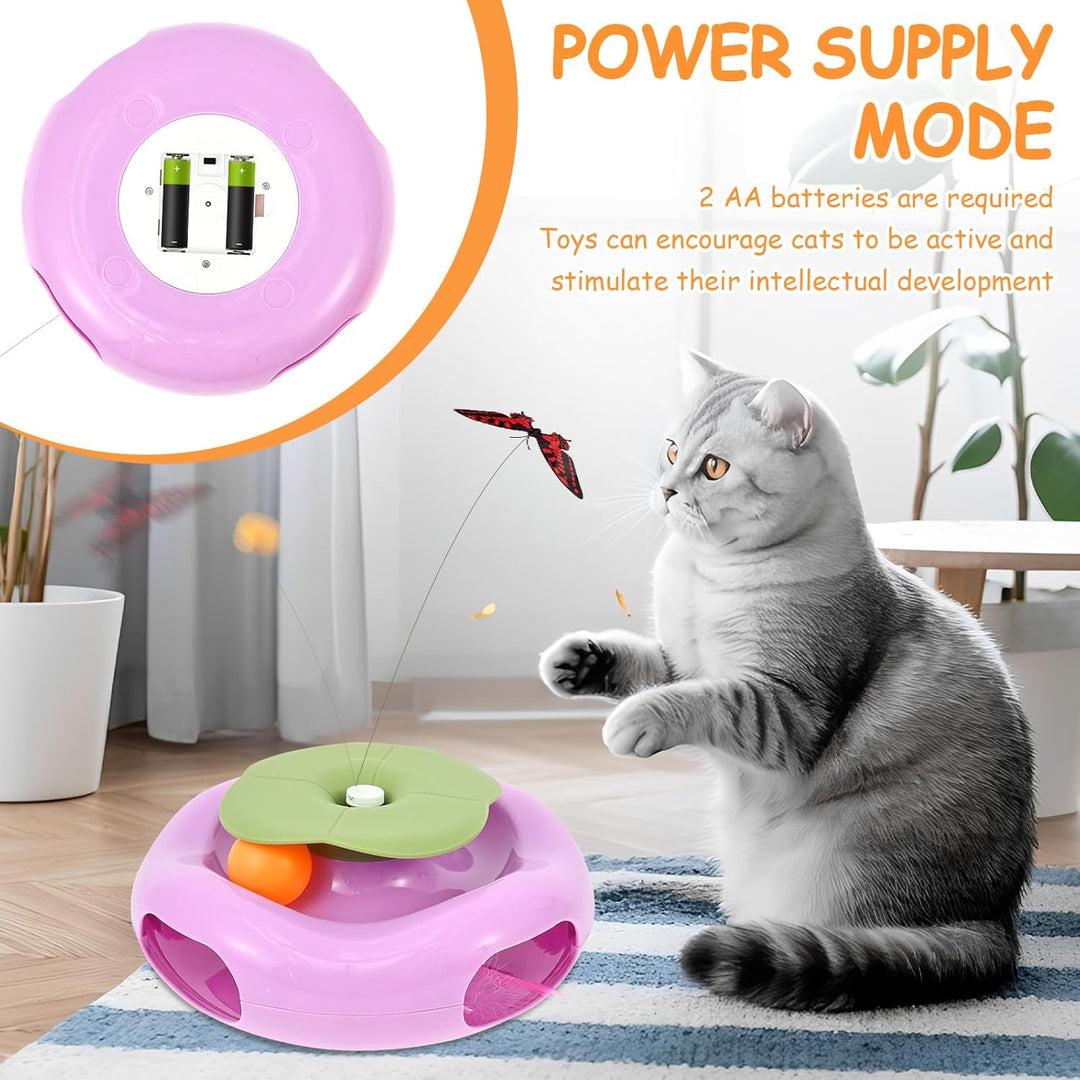 Interaktives Katzenspielzeug,3 in 1 Katzenspielzeug Selbstbeschäftigung Elektrisch,Rotierende Federn