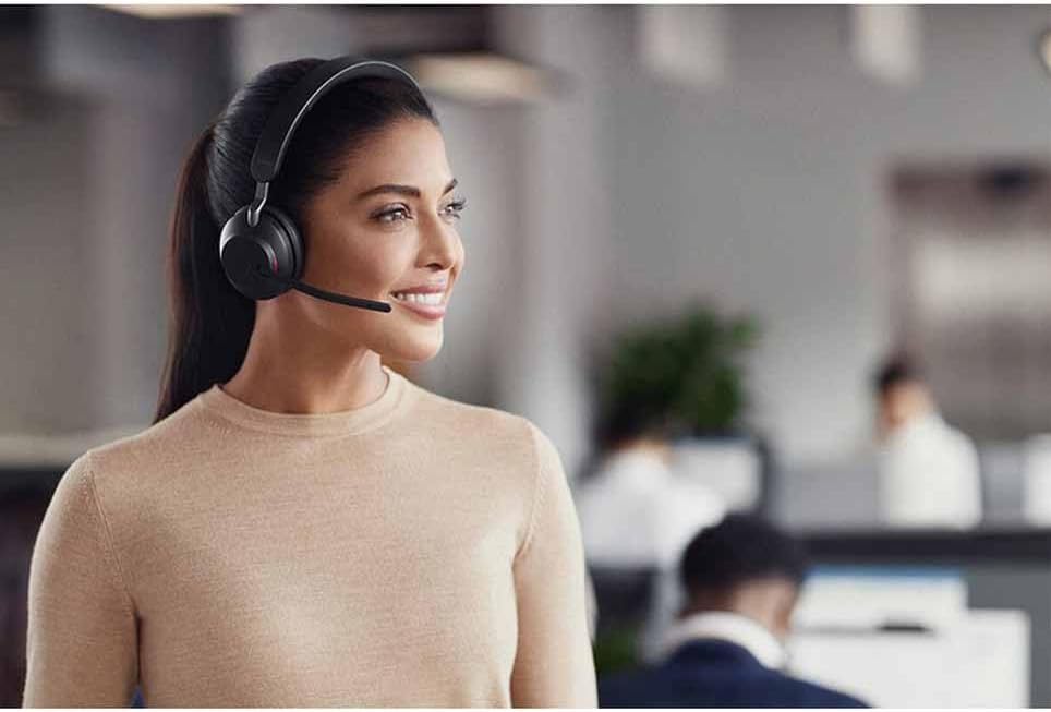 Jabra Evolve2 65 Wireless PC Headset – Noise Cancelling Microsoft Teams Certified Mono Headphones wi
