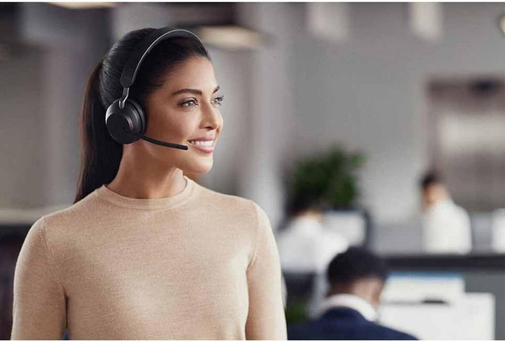 Jabra Evolve2 65 Wireless PC Headset – Noise Cancelling Microsoft Teams Certified Mono Headphones wi